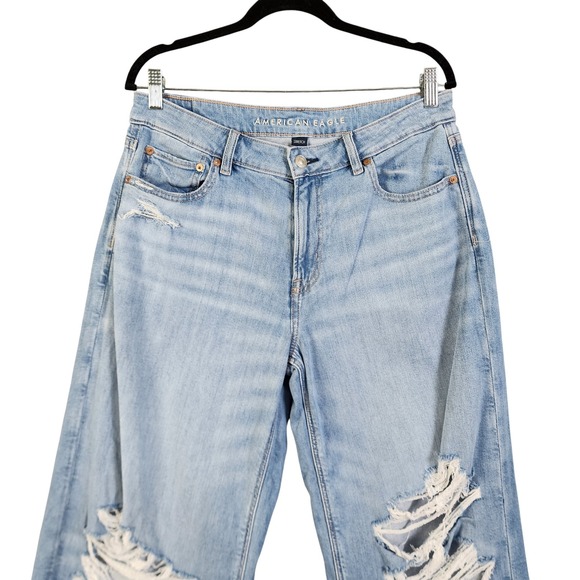 American Eagle Womens Dreamy Drape Ripped Low-Rise Baggy Wide-Leg Jean Size 8 - Picture 3 of 15
